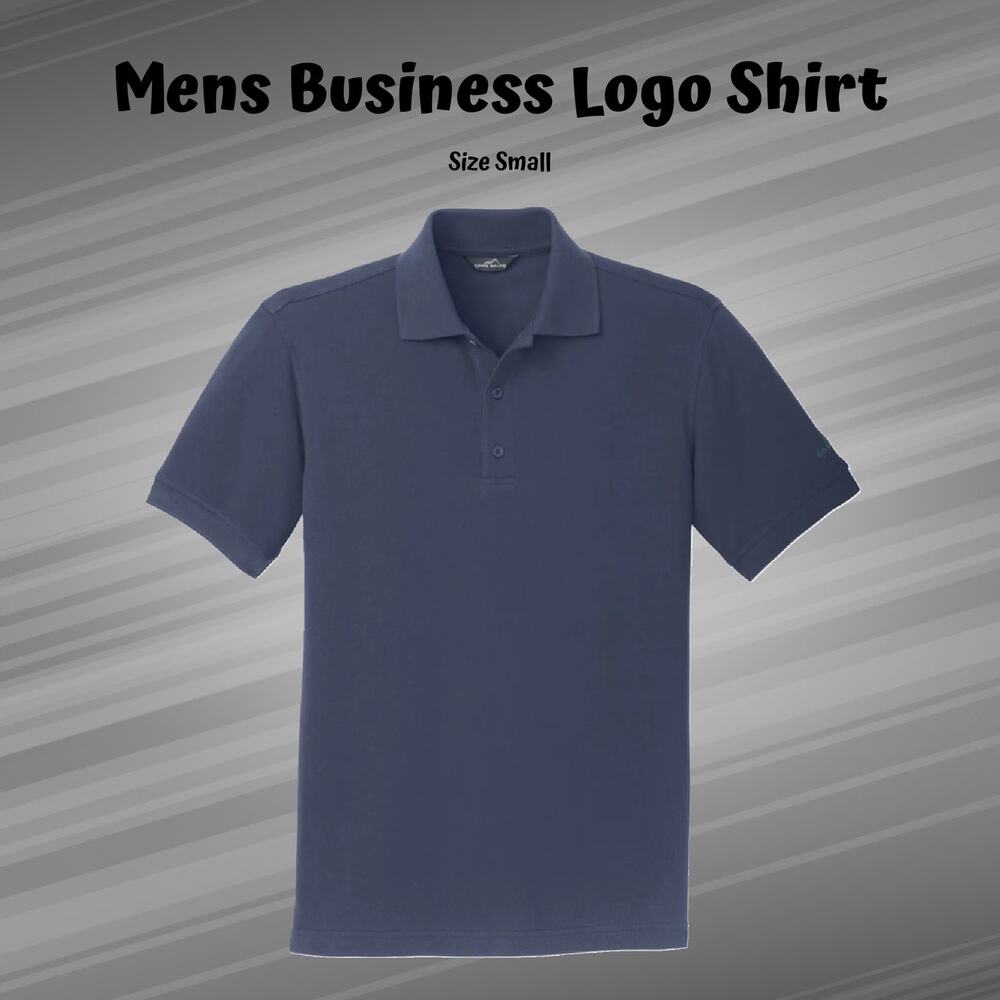 Eddie Bauer Mens Blue Cotton Pique Corporate Business Office Polo Shirt SZ Small